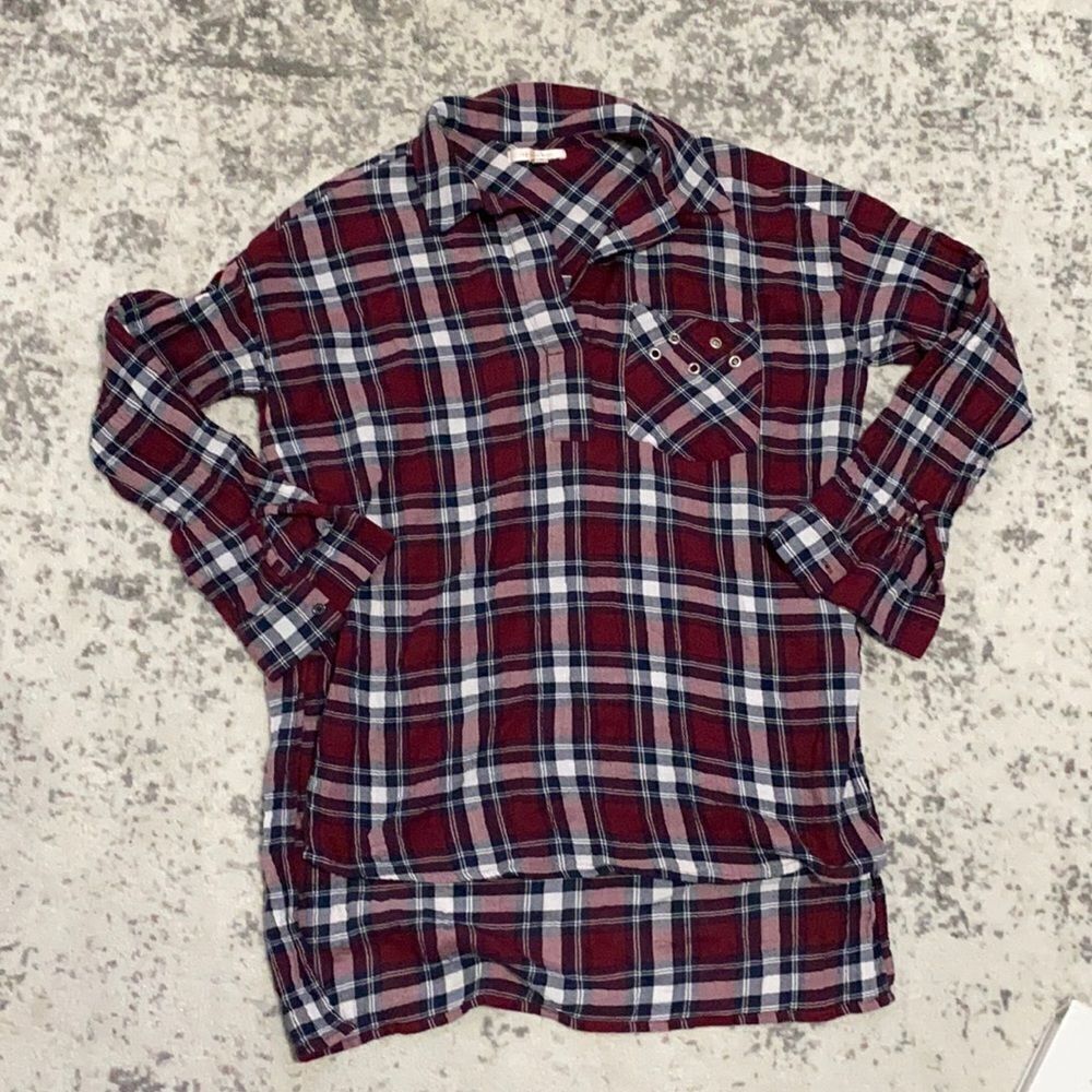 skies are blue‎ plaid long pullover shirt size M stay cozy and warm